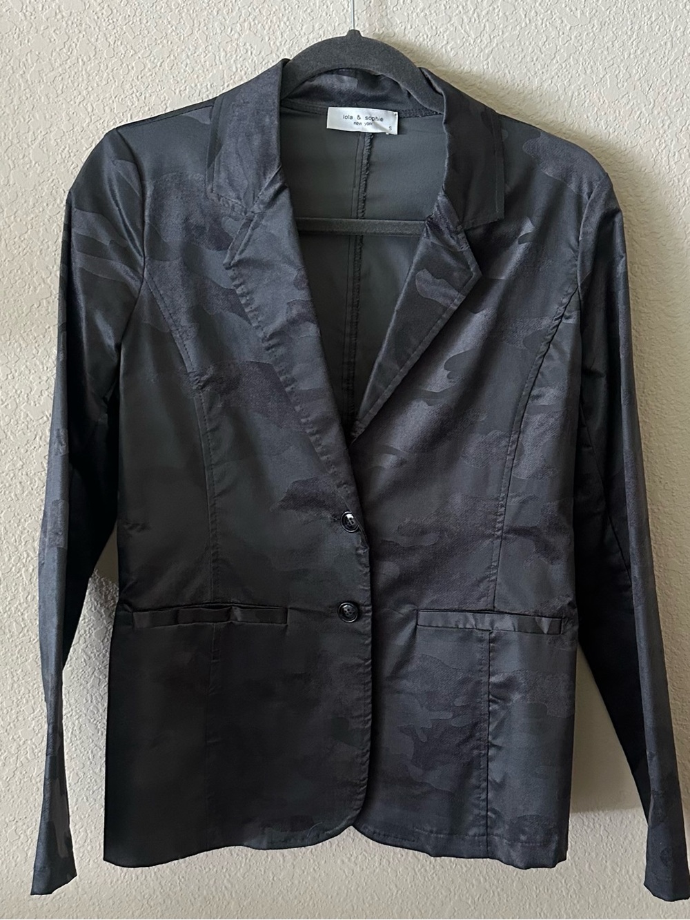 Lola & Sophie Black/Charcoal Satin Jacquard Blazers size Small